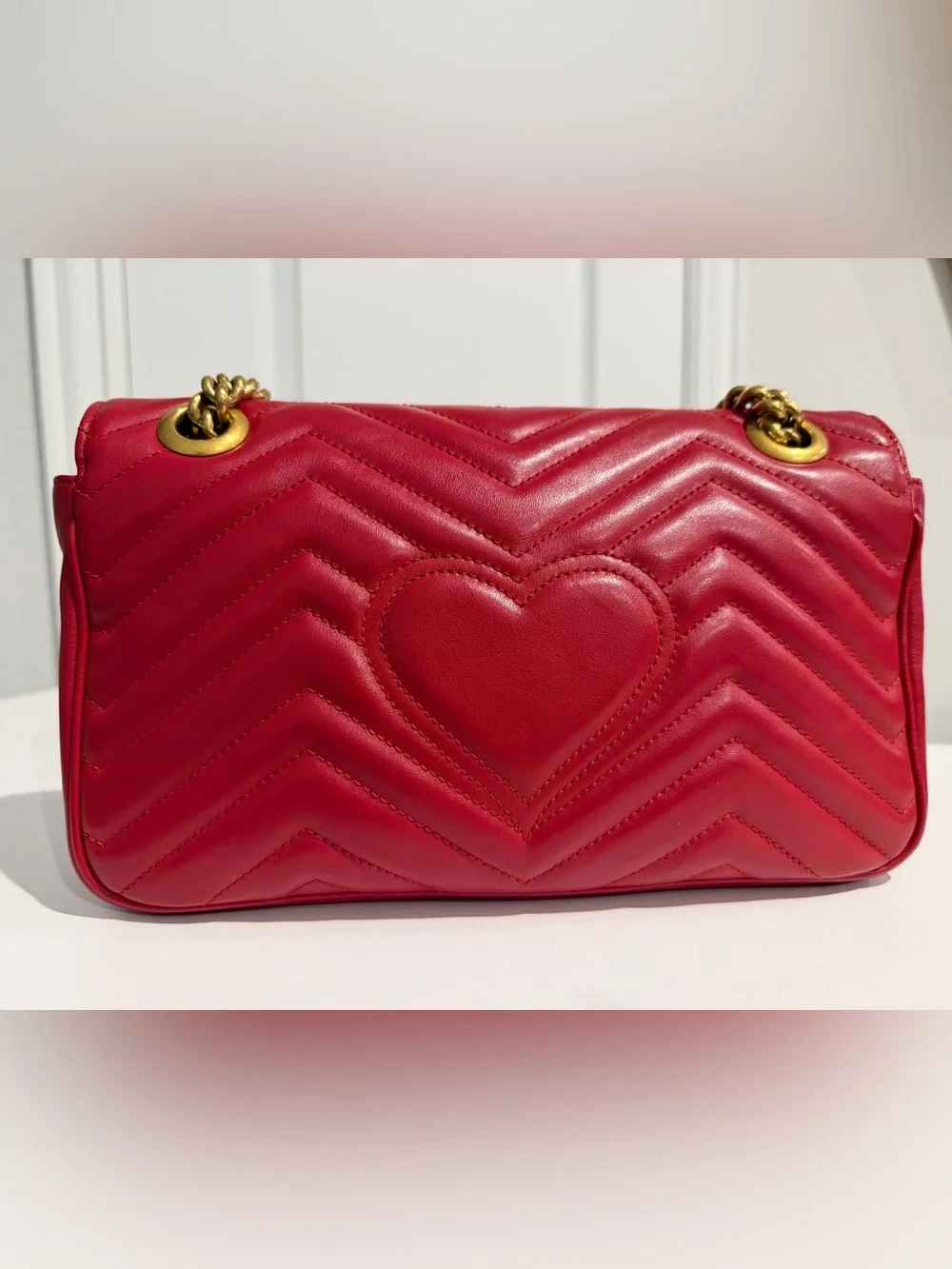 Gucci GG Marmont Small Matelassé Shoulder Bag – Red Leather